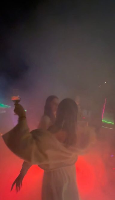 Ibiza crowd dancing to ROOM:SRVC live DJ set